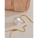 Elena Large Pearl Pendant Necklace – Elegant Minimalist Jewelry | Huna Jewelry