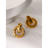 Hollow Circle Stainless Steel Stud Earrings – Minimalist Elegance | Huna Jewelry