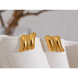 Fenna Gold Stud Earrings – Sophisticated & Waterproof for Every Occasion | Huna Jewelry