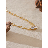 Laura Link Chain Necklace with CZ Pendant – Elegant & Sparkling | Huna Jewelry