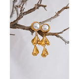 Vida Pearl Flower Earrings – Elegant Drop Dangle Statement Jewelry | Huna Jewelry
