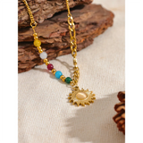 Clement Sun Pendant Necklace – Natural Stone & Trendy Chain | Huna Jewelry