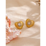 Samara Sparkling Heart Stud Earrings – Vintage & Tarnish-Resistant | Huna Jewelry
