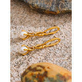 Karter Pearl Drop Earrings – Elegant Long-Hanging Simulated Pearls | Huna Jewelry