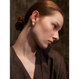 Izzie Pearl Flower Stud Earrings – Elegant Round Design | Huna Jewelry