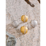 Odah Square Stud Earrings – Classy Design with Mini Zirconia Line | Huna Jewelry