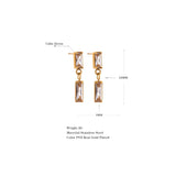 Olanda Drop Earrings – Rectangular Cubic Zirconia, Waterproof & Elegant | Huna Jewelry
