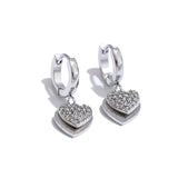 Charlie Heart Drop Hoop Earrings – Romantic & Hypoallergenic Design | Huna Jewelry