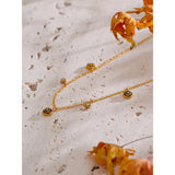 Novie Black Flower Necklace – Elegant Gold Jewelry | Huna Jewelry