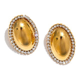 Golden Halo Oval Earrings – Timeless Elegance | Huna Jewelry
