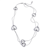 Elizabeth String of Hearts Necklace – Stainless Steel Long Chain | Huna Jewelry