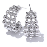 Kasey Beaded C Hoop Earrings – Layered Hollow Huggie Design | Huna Jewelry