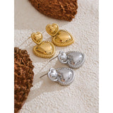 Kirsten Double Heart Drop Earrings – Romantic Chic with Modern Shine | Huna Jewelry