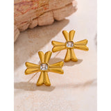 Darla Cross Stud Earrings – Waterproof & Tarnish-Resistant Jewelry | Huna Jewelry