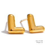 Charlie A-Z Initial Stud Earrings – Minimalist & Tarnish-Resistant | Huna Jewelry