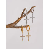 Blake Cross Drop Earrings – Delicate, Chic & Stylish Dangle | Huna Jewelry