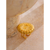 Flora Chunky Flower Cuff Ring – Bold Adjustable Statement Jewelry | Huna Jewelry