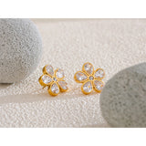 Dalia Cubic Zirconia Flower Stud Earrings – Waterproof, Elegant & Dazzling | Huna Jewelry