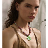 Delilah Colorful Beaded Necklace – Flower Pendant Boho Jewelry | Huna Jewelry