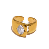 Esther Wide Cuff Ring – Sparkling Statement Jewelry for Women | Huna Jewelry