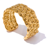 Venus Wide Cuff Bracelet – Water-Resistant 18K Gold Vintage Style | Huna Jewelry