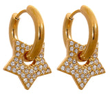 Marissa Star Drop CZ Hoop Earrings – Celestial Elegance | Huna Jewelry