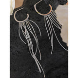 Lunaria Tassel Drop Earrings – Glamorous Long Dangle Statement | Huna Jewelry