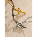 Scarlett Cross Pendant Necklace – Sparkling Round Beads & Waterproof | Huna Jewelry