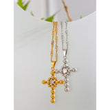 Scarlett Cross Pendant Necklace – Sparkling Round Beads & Waterproof | Huna Jewelry