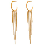 Lunaria Tassel Drop Earrings – Glamorous Long Dangle Statement | Huna Jewelry