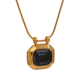 Youra Square Pendant Necklace – Sparkling with Colorful Zirconia Stones | Huna Jewelry