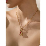 Anita Red Chili Heart Cool Necklace – Trendy Charm Pendant Jewelry | Huna Jewelry