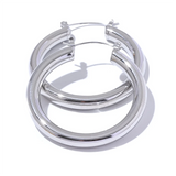 Lauren Round Hoop Earrings – Sleek & Minimalist Classic Style | Huna Jewelry