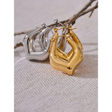Gianna Chunky Hoop Earrings – Geometric Hollow Rust-Proof Design | Huna Jewelry