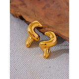 Maya Twisted Geometric Stud Earrings – Bold & Glossy Statement | Huna Jewelry