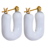 Kathleen Candy Pop Y2K Hoop Earrings – Chunky Enamel Squares in Vibrant Colors | Huna Jewelry