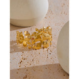 Wesley Floral Cuff Bracelet – Wide Statement Bangle for Women | Huna Jewelry