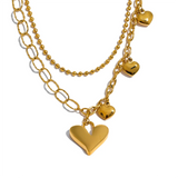 Maeve Heart Charm Necklace – Double Layer Waterproof & Chic Jewelry | Huna Jewelry