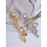 Vida Pearl Flower Earrings – Elegant Drop Dangle Statement Jewelry | Huna Jewelry