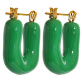 Kathleen Candy Pop Y2K Hoop Earrings – Chunky Enamel Squares in Vibrant Colors | Huna Jewelry