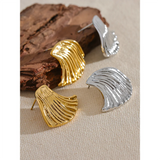 Deborah Wave Stud Earrings – Trendy Waterproof Minimalist Design | Huna Jewelry