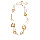 Elizabeth String of Hearts Necklace – Stainless Steel Long Chain | Huna Jewelry