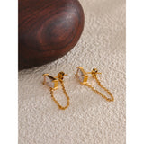 Josephine Dangle Chain Earrings – Chic Rectangular Studs, Waterproof | Huna Jewelry