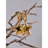 Hope Star Drop Hoop Earrings – Polished & Chic Statement Jewelry | Huna Jewelry