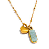 Lua Amazonite Pendant Necklace – Heart & Oval Drop Waterproof Jewelry | Huna Jewelry
