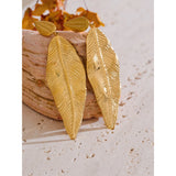 Dolores Leaf Drop Earrings – Elegant Dangle, Water Resistant Design | Huna Jewelry