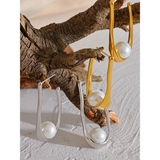 Della Pearl U Drop Earrings – Hypoallergenic & Elegant Design | Huna Jewelry