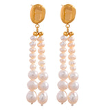 Rona Pearl Dangle Earrings – Long Drop with Natural Freshwater Pearls | Huna Jewelry