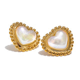 Celine Pearl Heart Stud Earrings – Classic & Romantic | Huna Jewelry