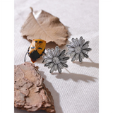Fiorella Chrysanthemum Earrings – Elegant Floral Stud Jewelry | Huna Jewelry